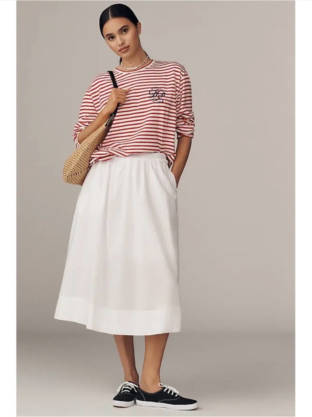 Striped Red and White Long Sleeve Tee - Casual Women's Top